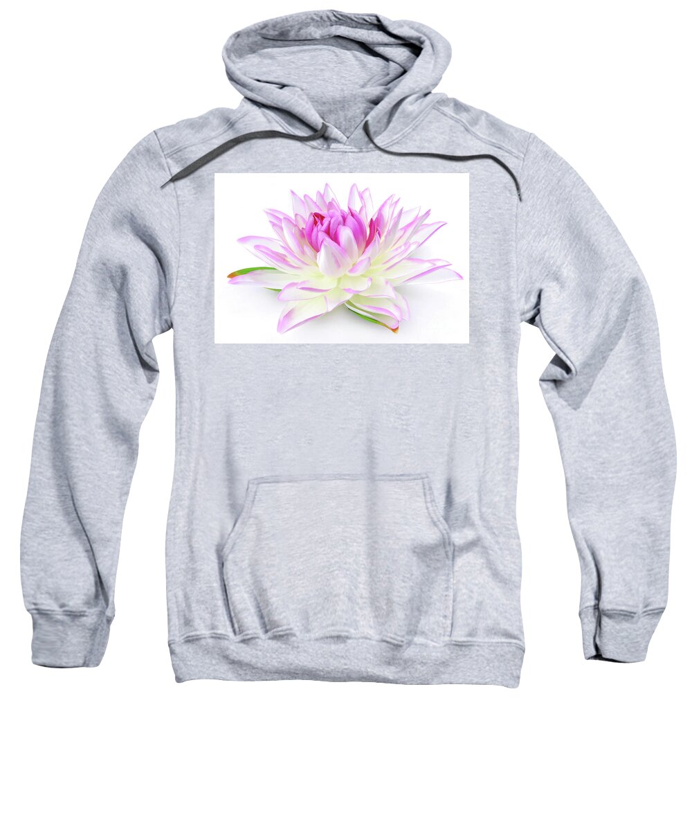 Lotus Sweatshirt featuring the photograph Fabric Lily On White by Severija Kirilovaite