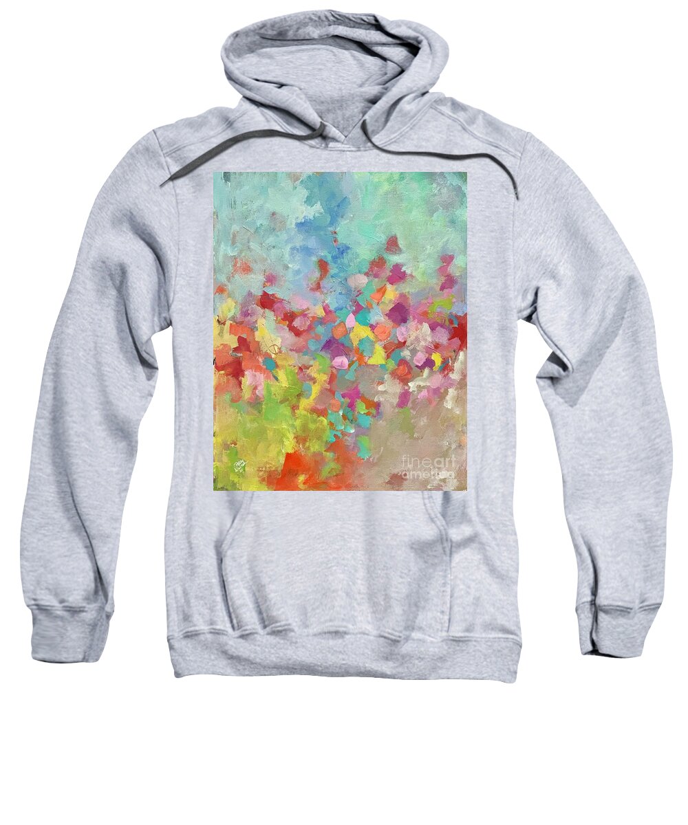 Abstract Floral Sweatshirt featuring the painting Field of Gold by Patsy Walton