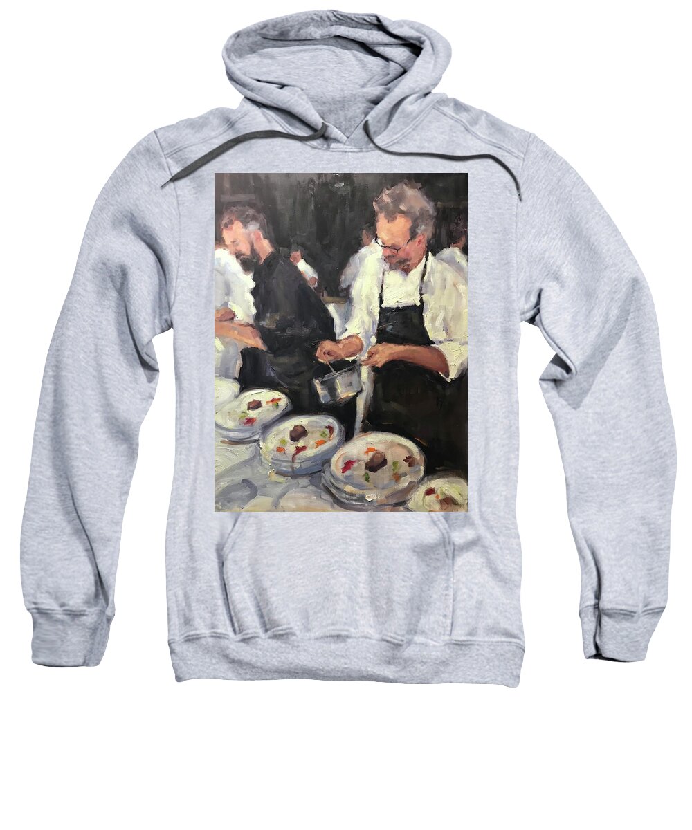 Chefs Sweatshirt featuring the painting Fine Cuisine by Ashlee Trcka