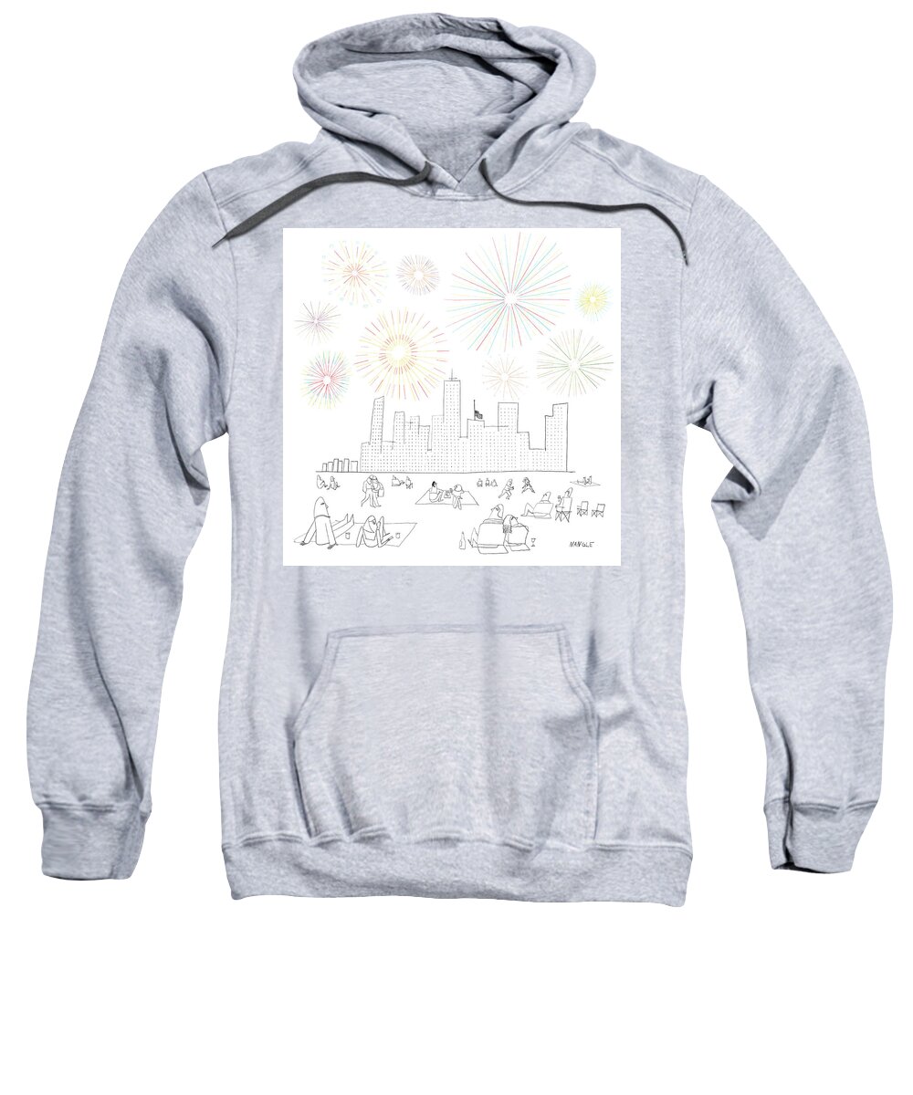 Captionless Sweatshirt featuring the drawing Fireworks by Jared Nangle