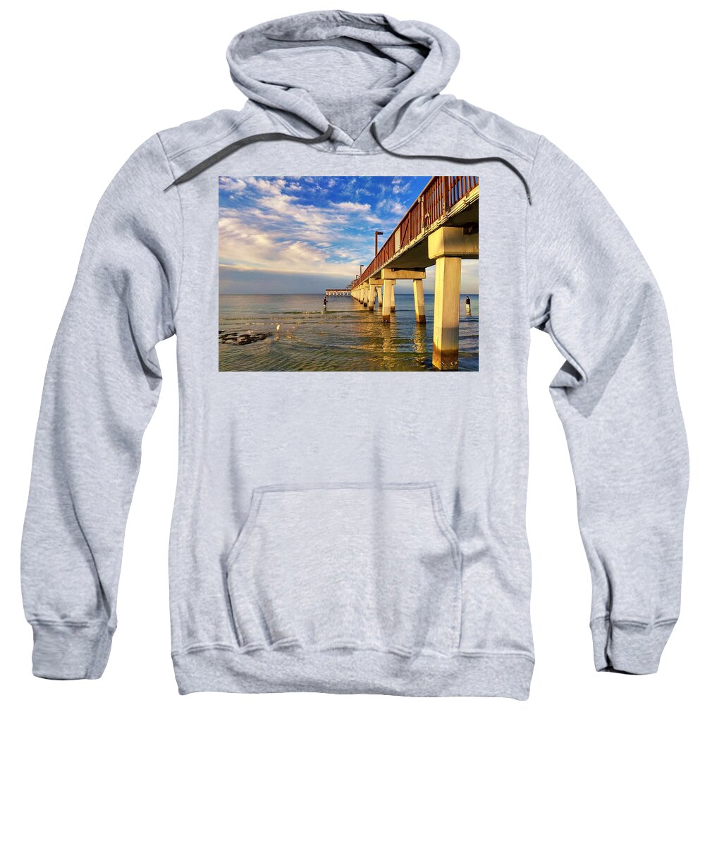Florida Sweatshirt featuring the photograph Fishing Pier Fort Myers Beach by Claudia Zahnd-Prezioso