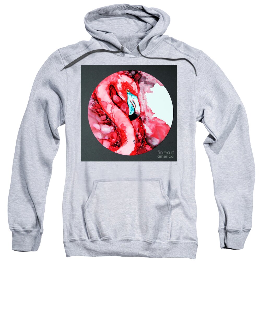 Flamingo Sweatshirt featuring the painting Flaming Flamingo by Maria Barry