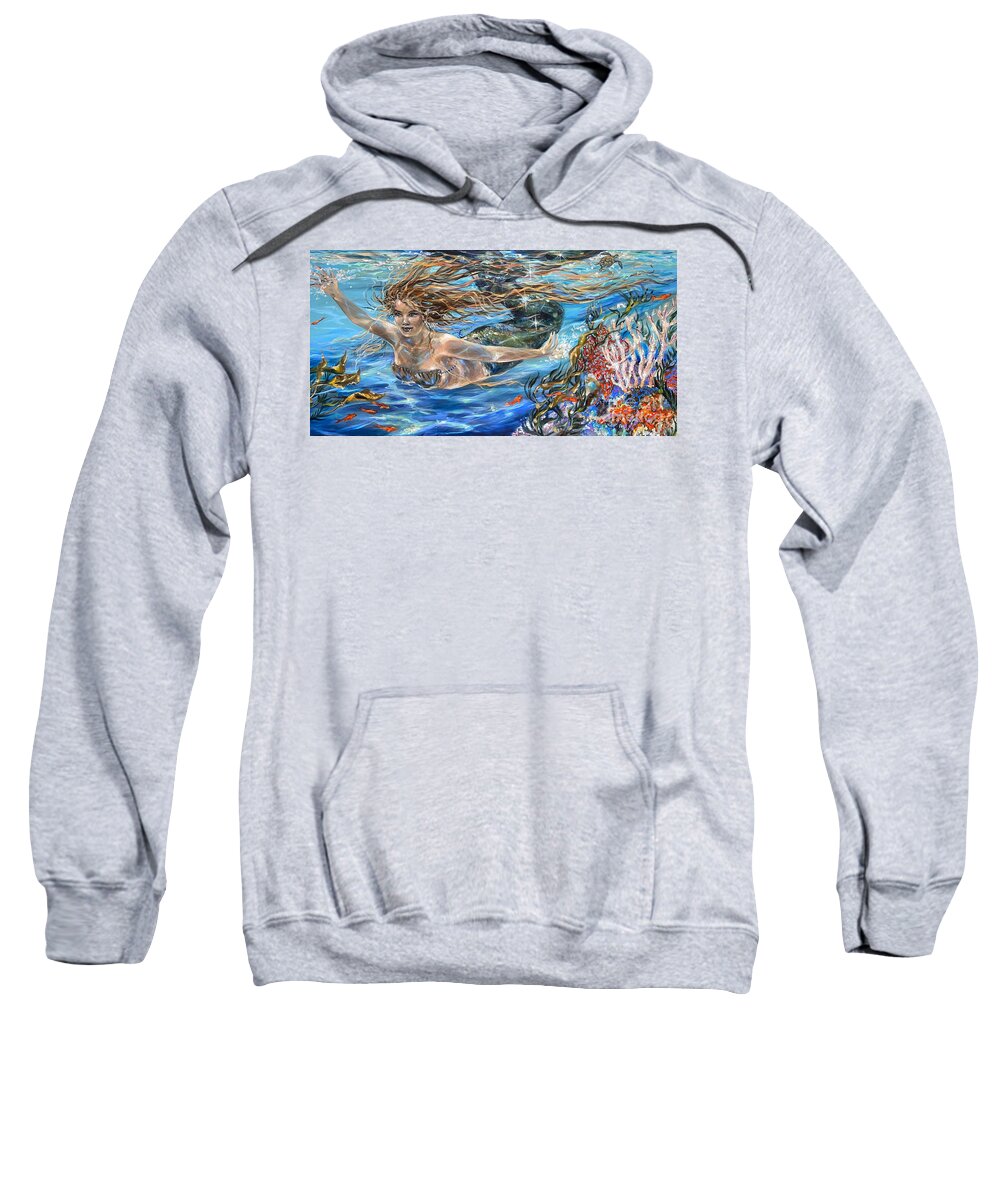 Beach Sweatshirt featuring the painting Fly By by Linda Olsen