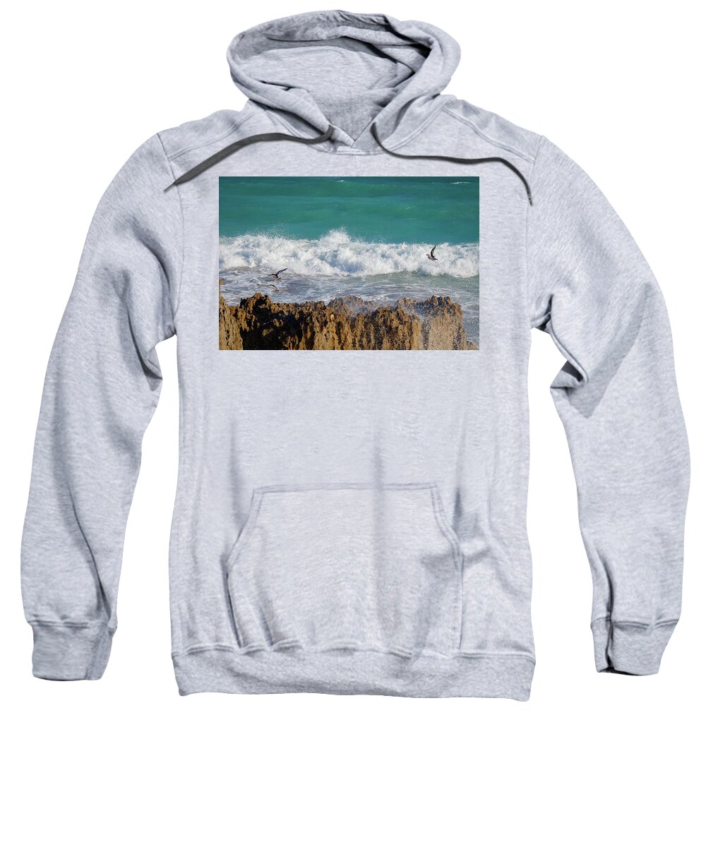Rocks Sweatshirt featuring the photograph Flying the Rocks by Les Greenwood