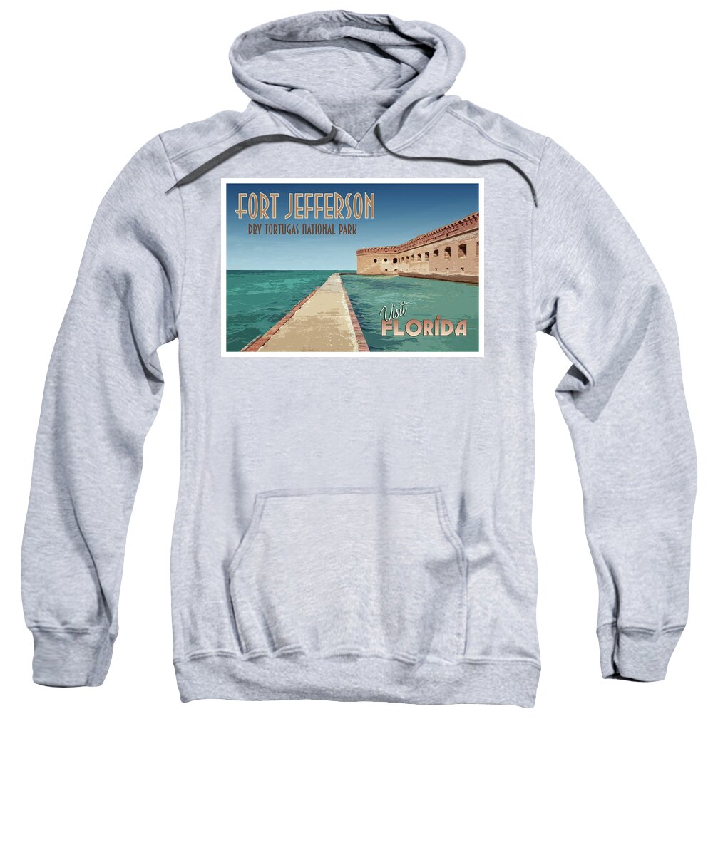 Travel Poster Sweatshirt featuring the photograph Fort Jefferson Dry Tortugas Travel Poster by Kristia Adams