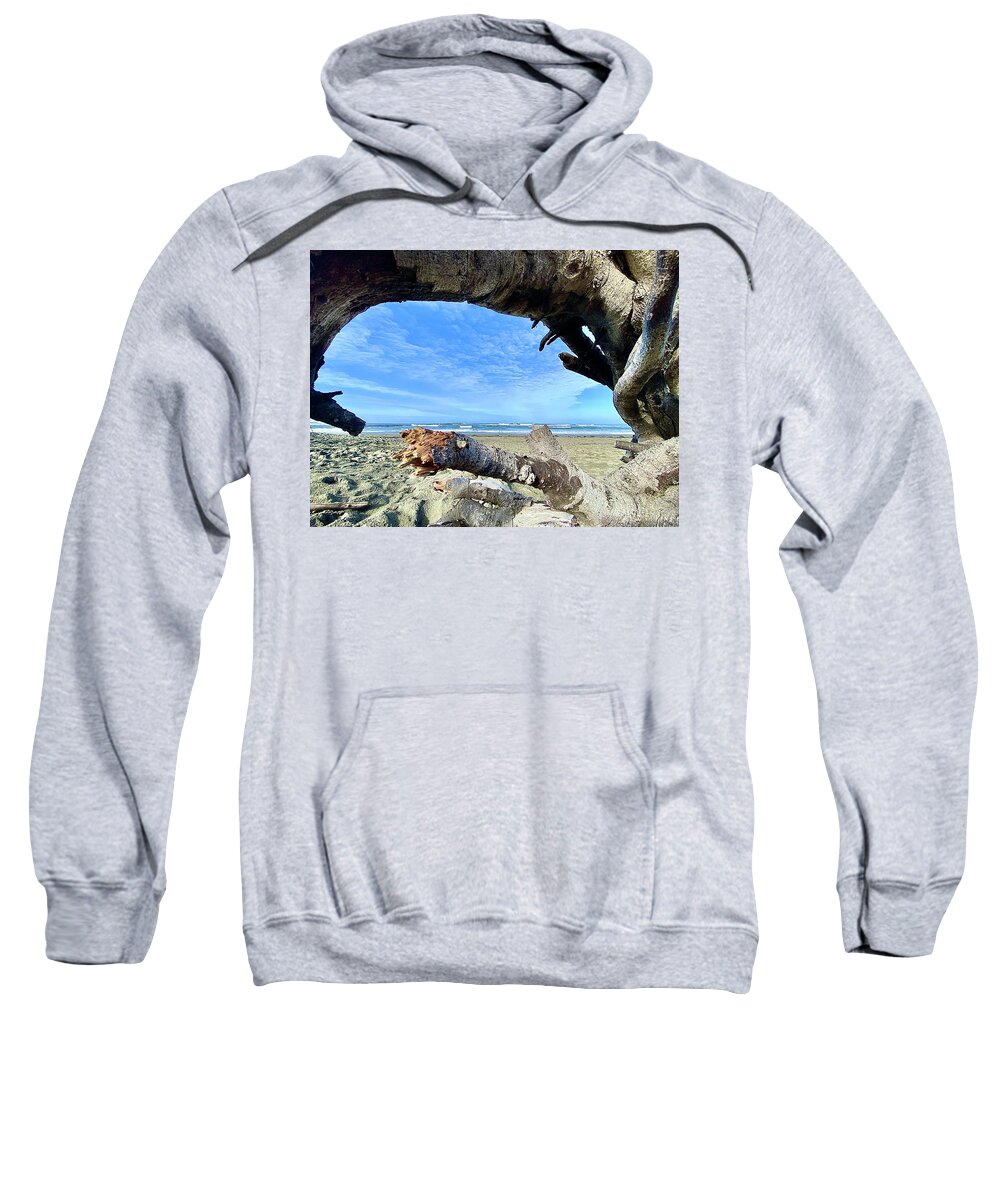 Humboldt Sweatshirt featuring the photograph Framed by Driftwood by Daniele Smith