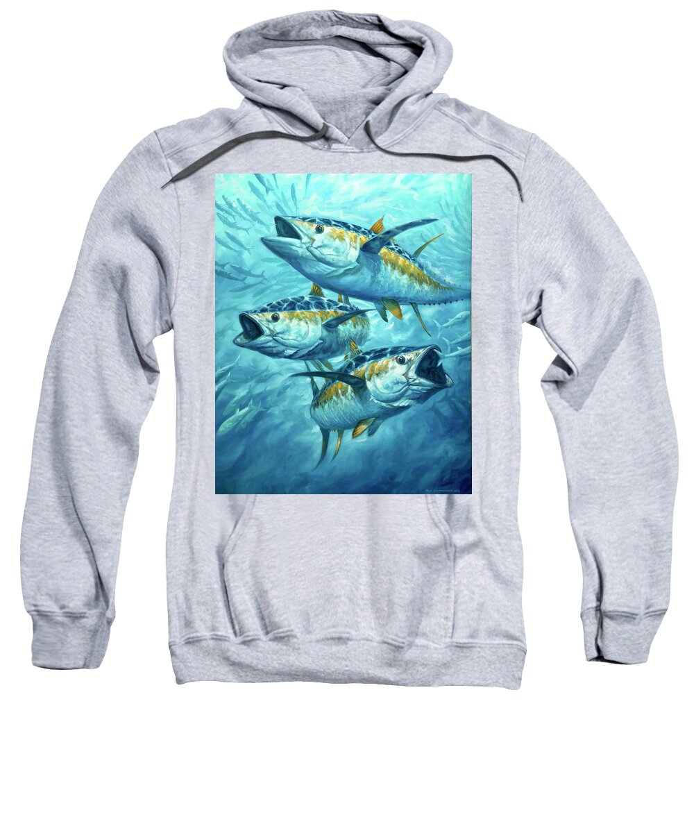 Tuna Sweatshirt featuring the painting Frenzy by Guy Crittenden