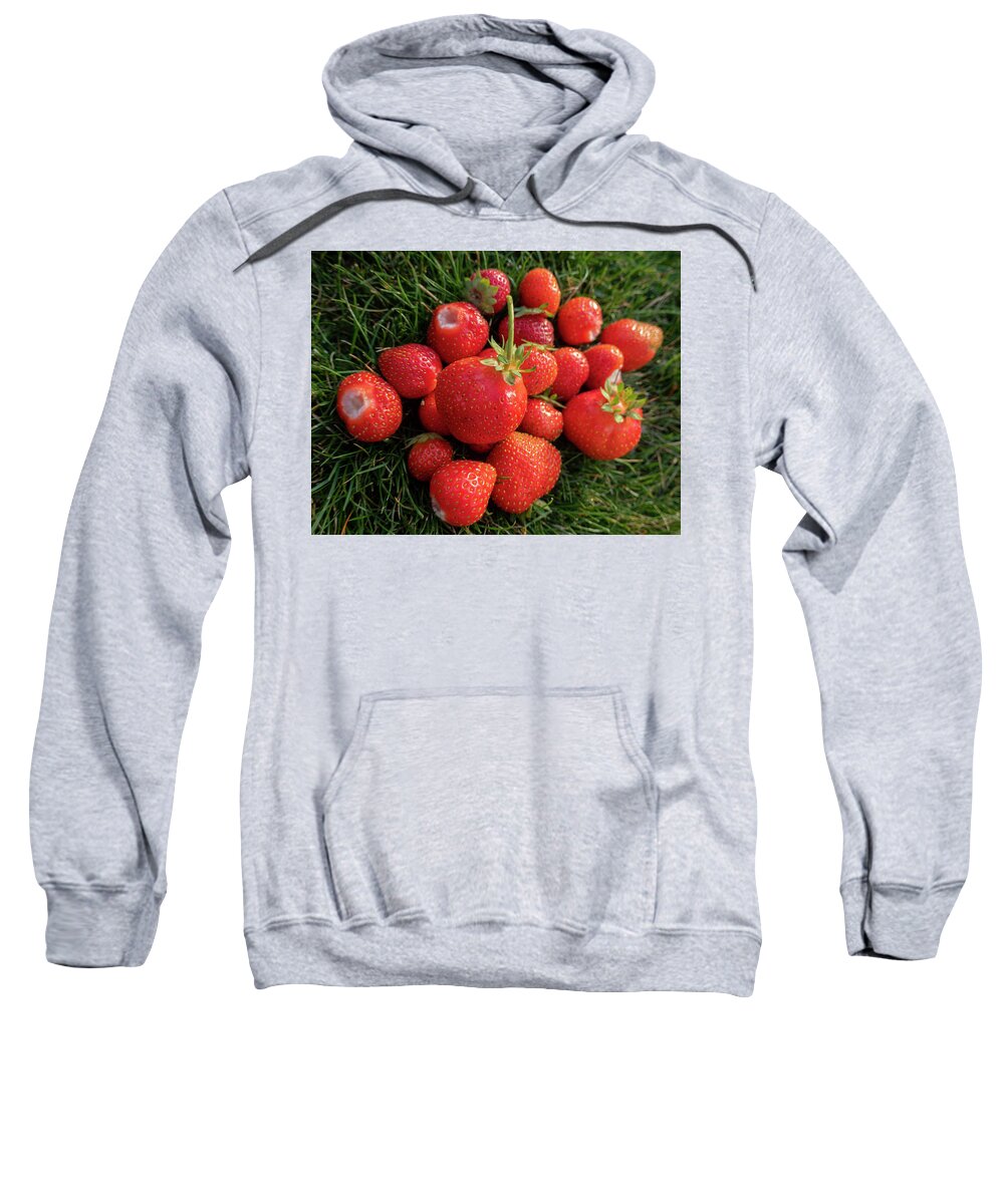 Strawberries Sweatshirt featuring the photograph Fresh Strawberries In The Grass by Karen Rispin