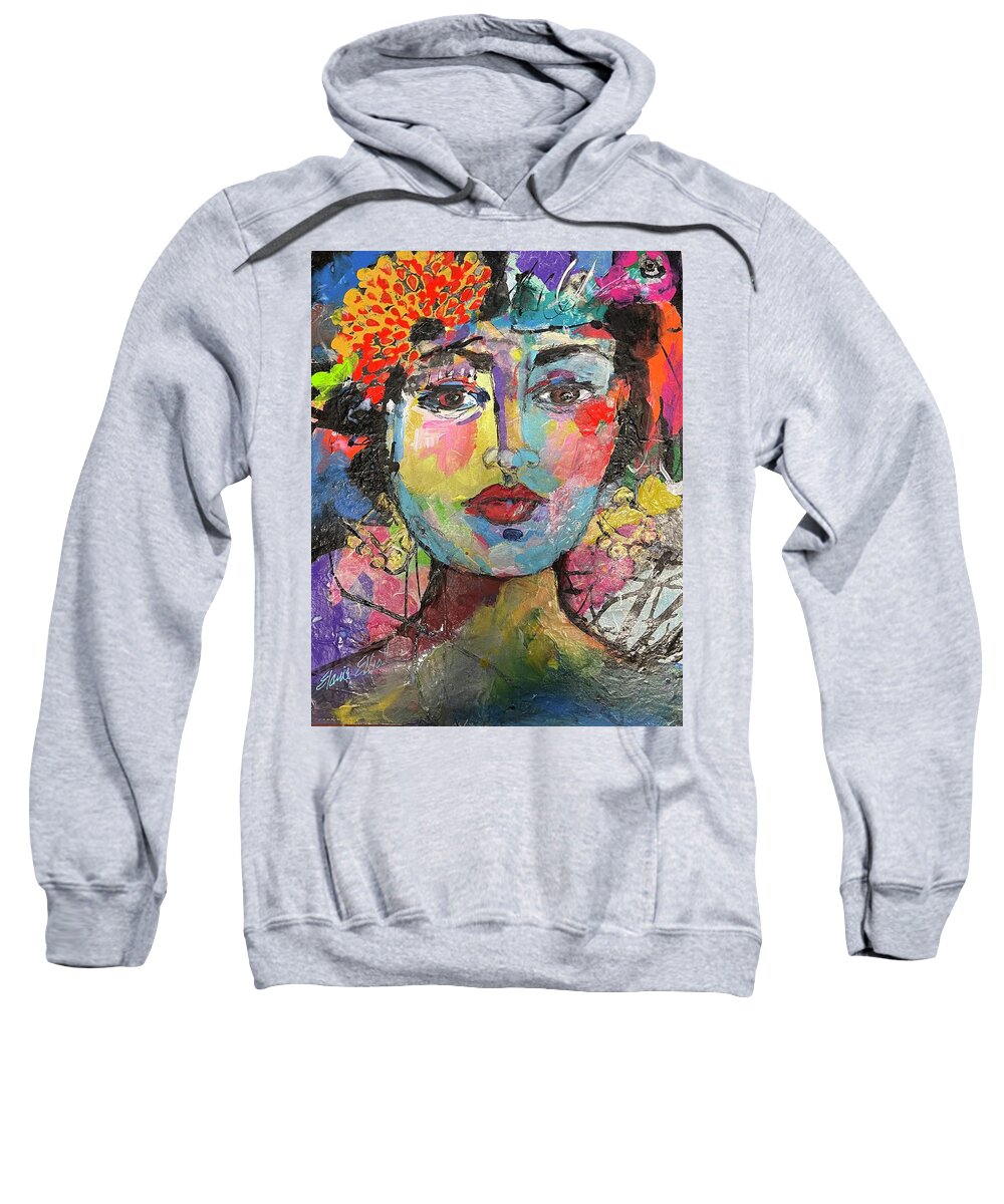 Frida Kahlo Sweatshirt featuring the painting Frida by Elaine Elliott