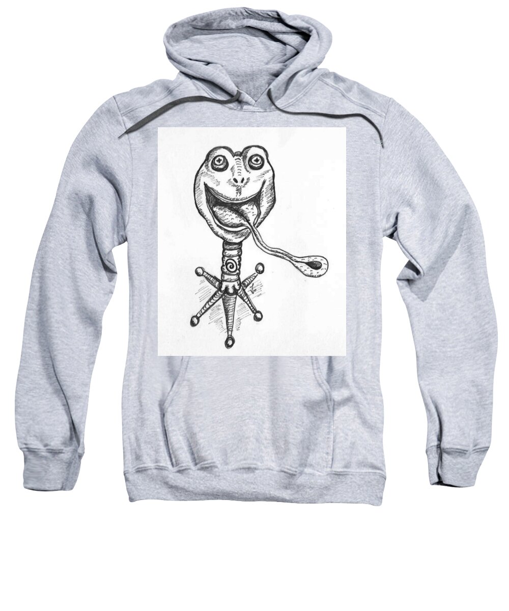 Frog Sweatshirt featuring the drawing Frogstand by Vicki Noble