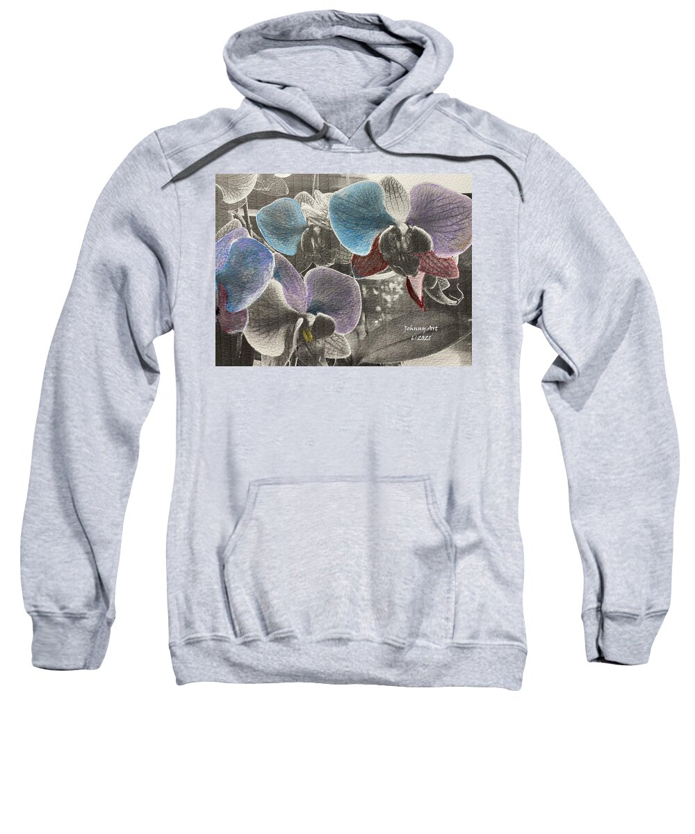 Color Enhanced Orchids St Augustine Florida Usa Sweatshirt featuring the mixed media Fun Stuff 2 by John Anderson