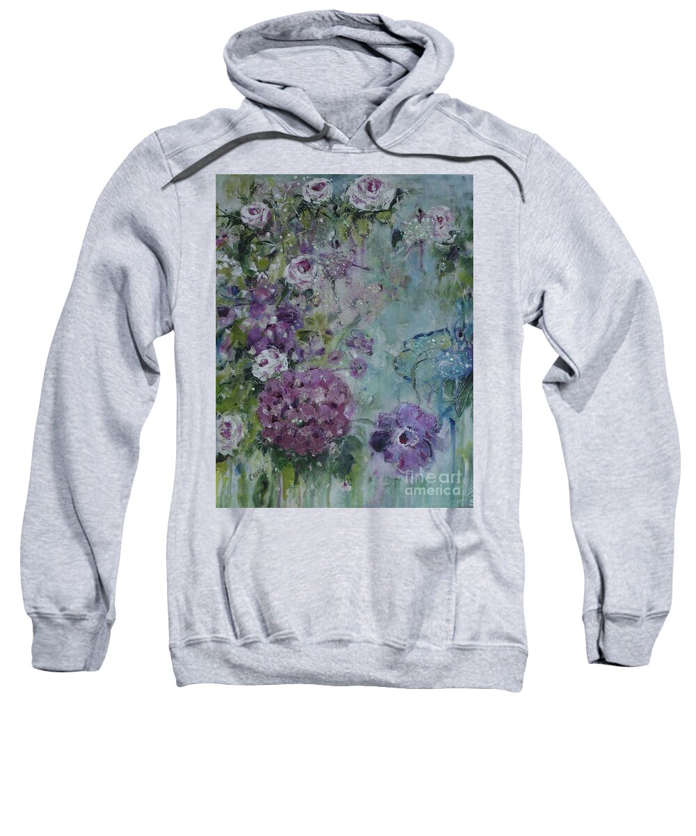 Garden Ballet Sweatshirt featuring the painting Garden Ballet by Cherie Salerno