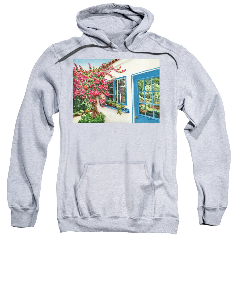Bungalow Sweatshirt featuring the painting Garden Bungalow by Lori Taylor