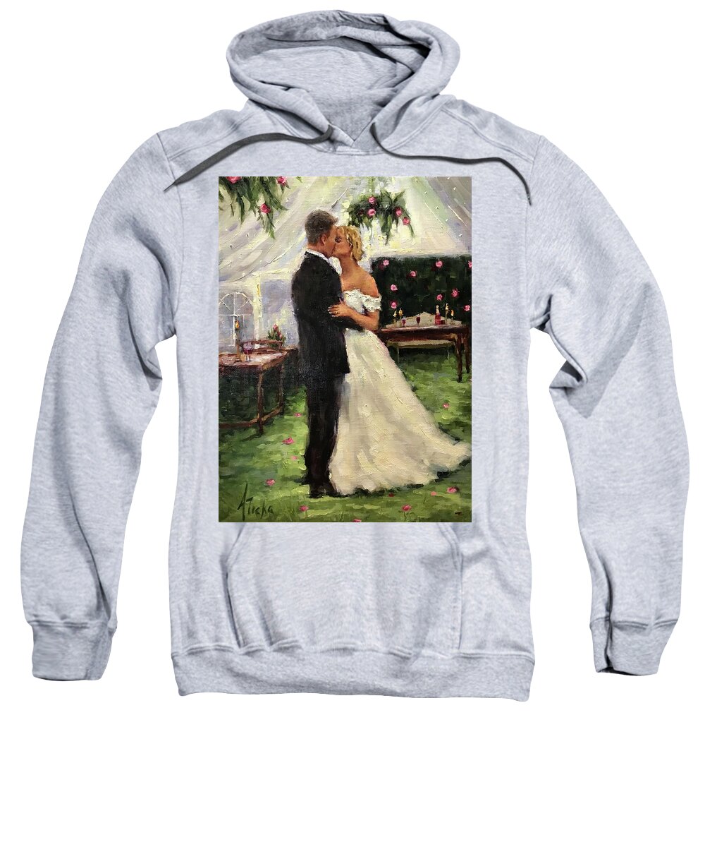 Wedding Sweatshirt featuring the painting Garden Wedding by Ashlee Trcka