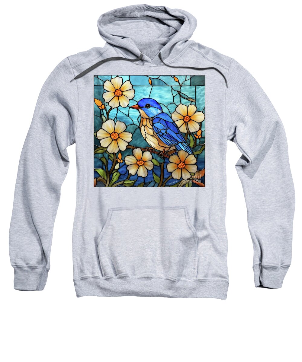 Bluebird Sweatshirt featuring the glass art Glass Bluebird by Tina LeCour