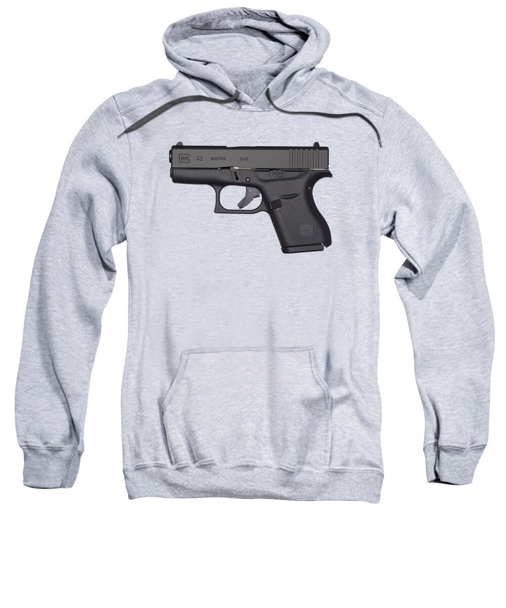 Glock 43 Sweatshirt featuring the mixed media Glock 43 9mm Pistol Trees Texture by Movie Poster Prints