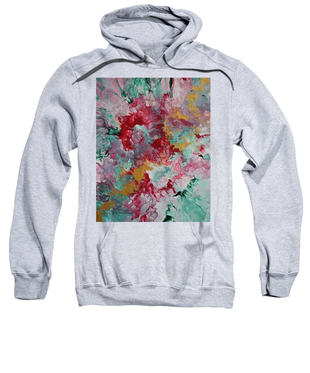 Pour Sweatshirt featuring the mixed media Gold and Rose by Aimee Bruno