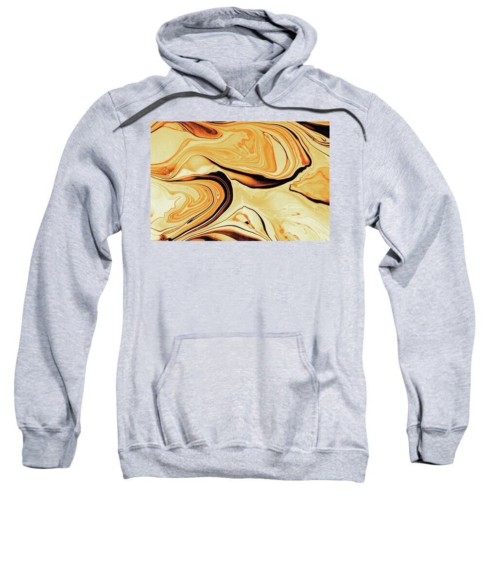 Abstract Sweatshirt featuring the painting Golden Abstract Of Art Wavy Background by Severija Kirilovaite