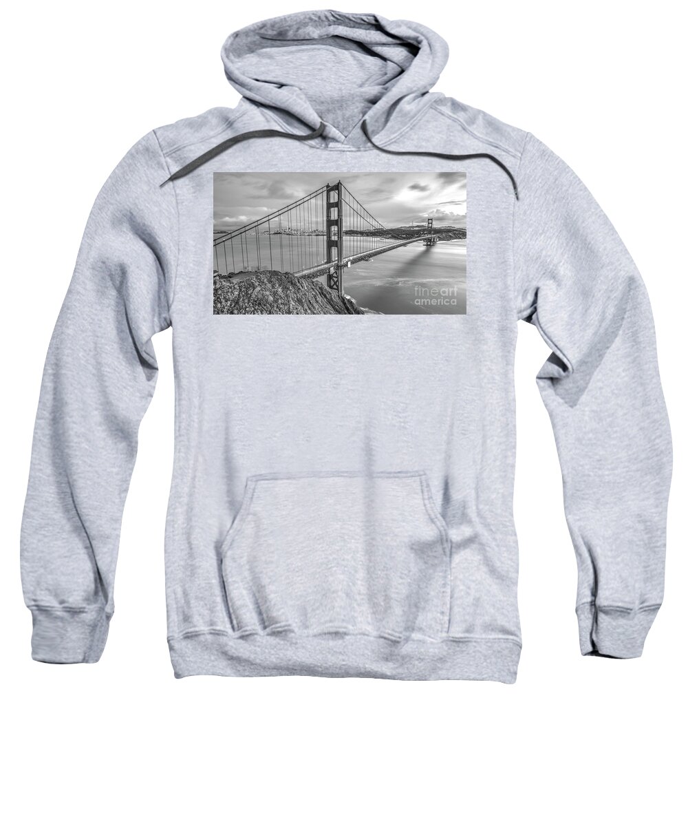 Golden Gate Bridge At Dusk Sweatshirt featuring the photograph Golden Gate Bridge Black and White by Dustin K Ryan