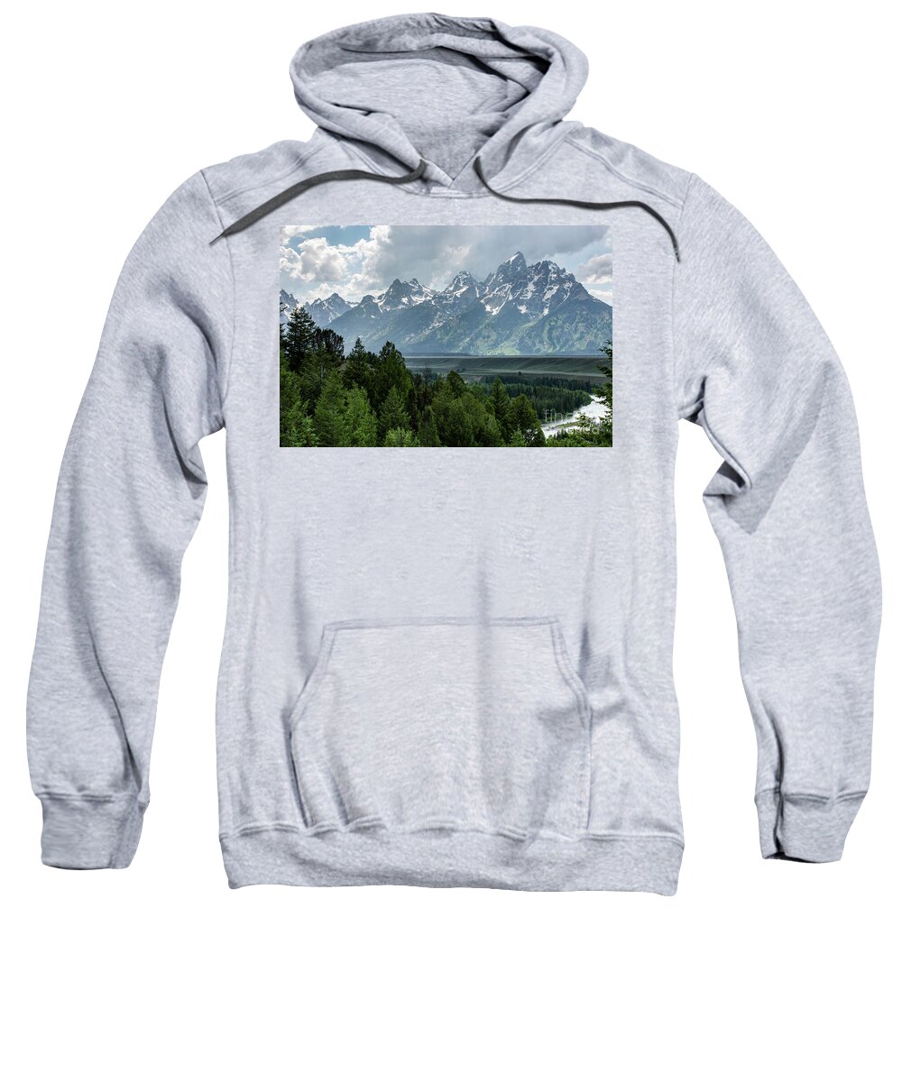 Yellowstone Sweatshirt featuring the photograph Grand Tetons by Erin Marie Davis