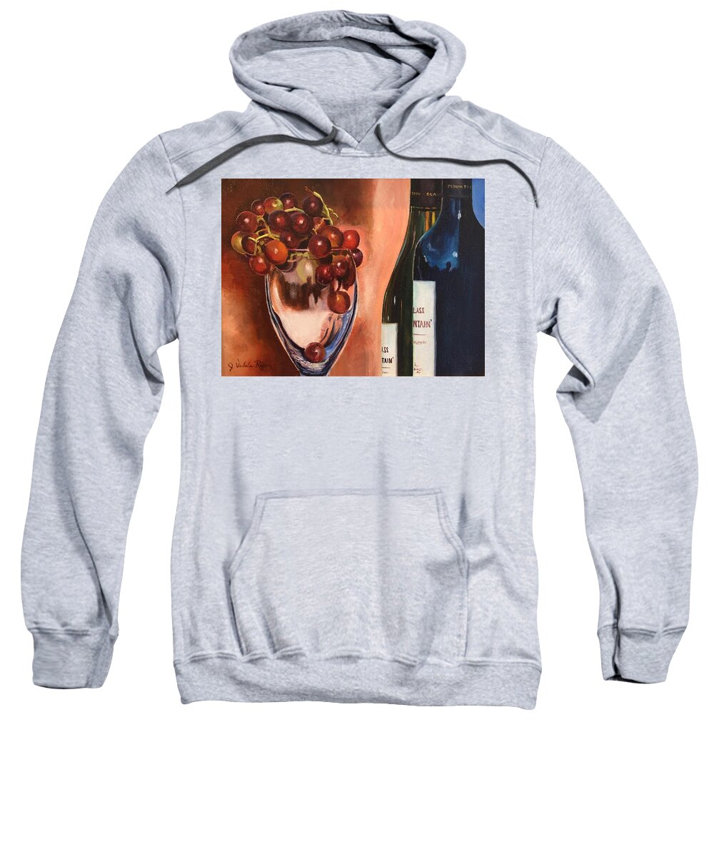 Grapes Sweatshirt featuring the painting Grapes and Wine by Judy Rixom