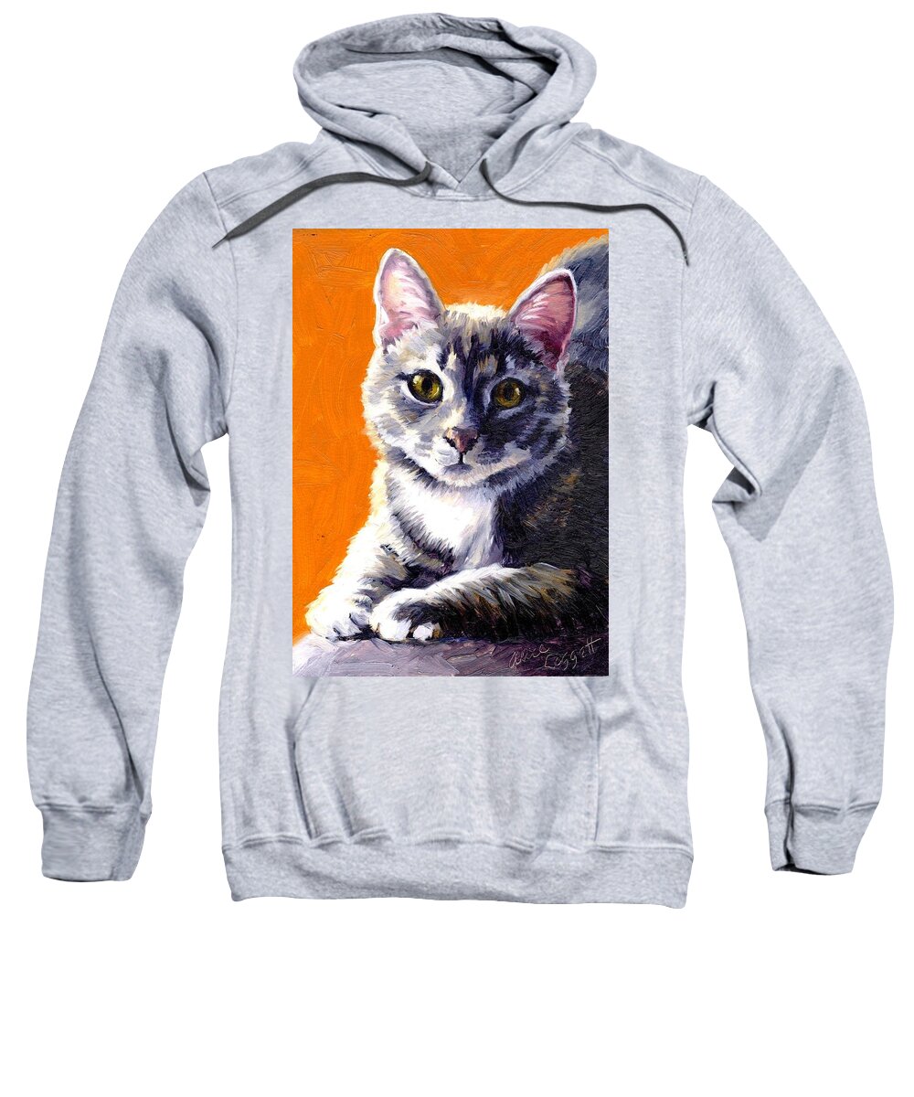 Cat Sweatshirt featuring the painting Gray Tabby by Alice Leggett