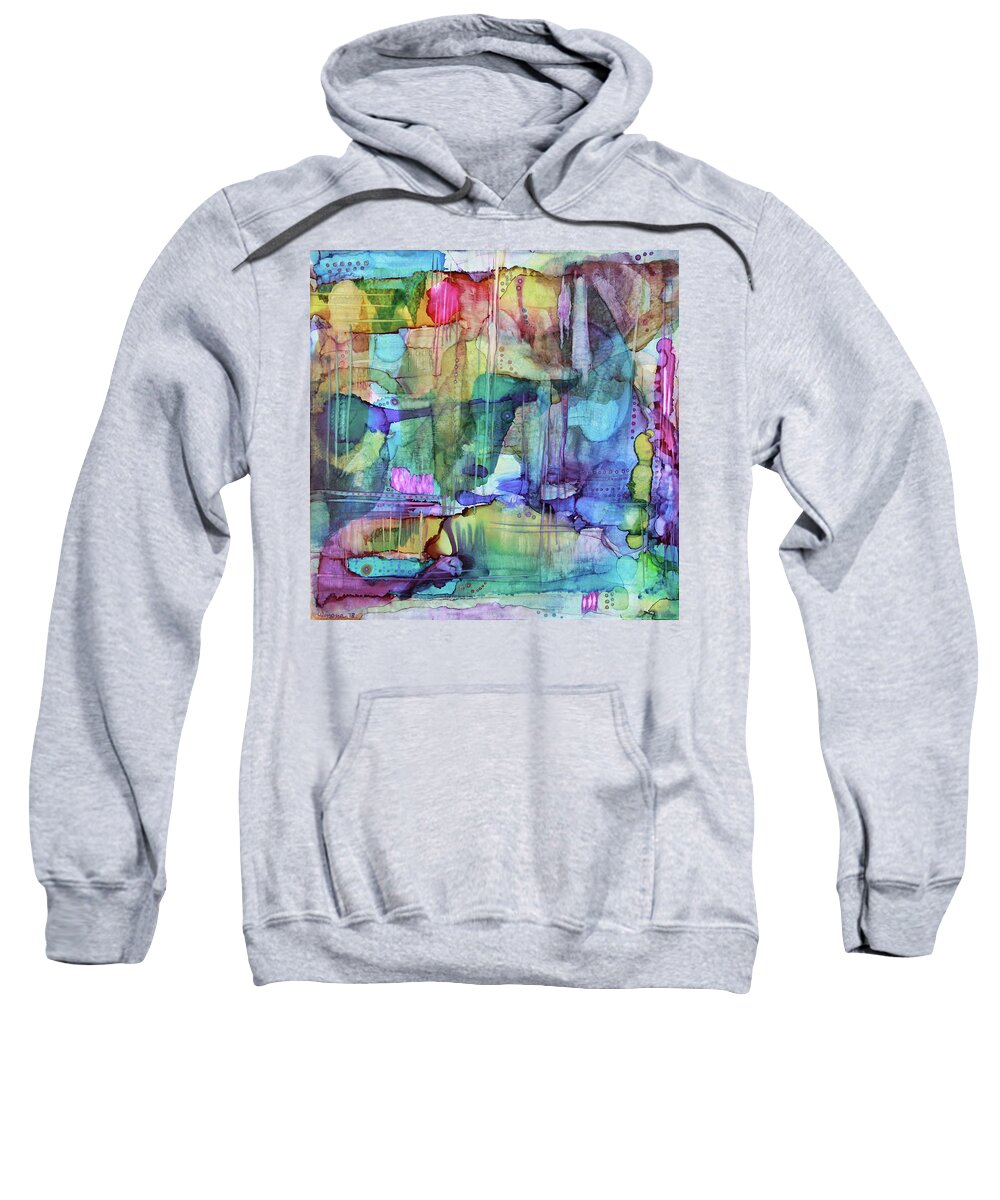 Abstract Sweatshirt featuring the painting Green Cow by Winona's Sunshyne