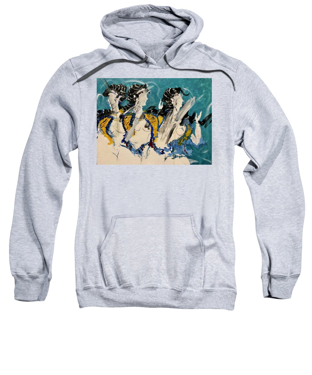 Minos Sweatshirt featuring the painting Gyneknossos by Bethany Beeler