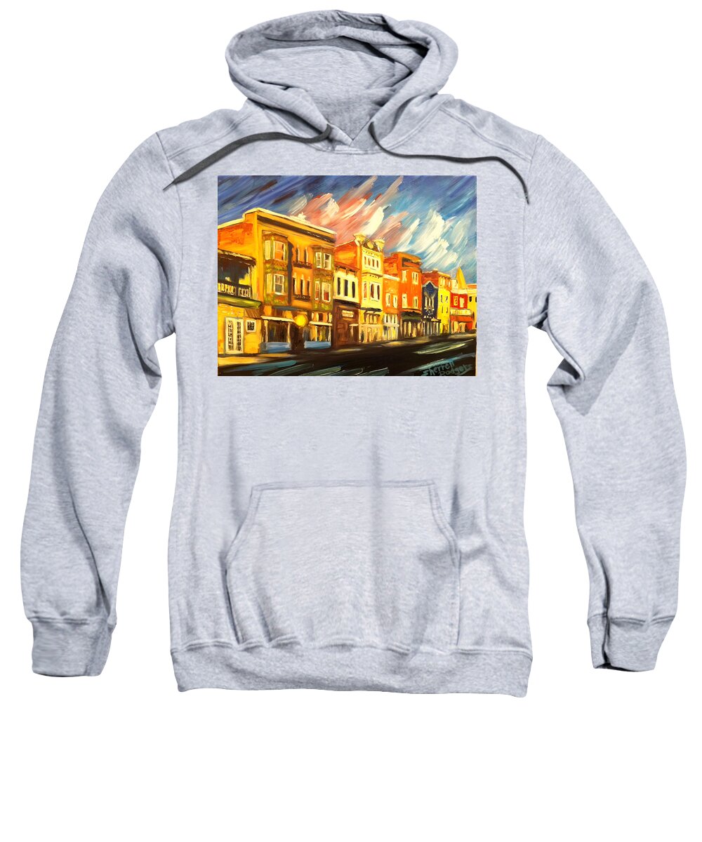 Washington Dc Usa Sweatshirt featuring the painting H Street in Washington DC by Sherrell Rodgers