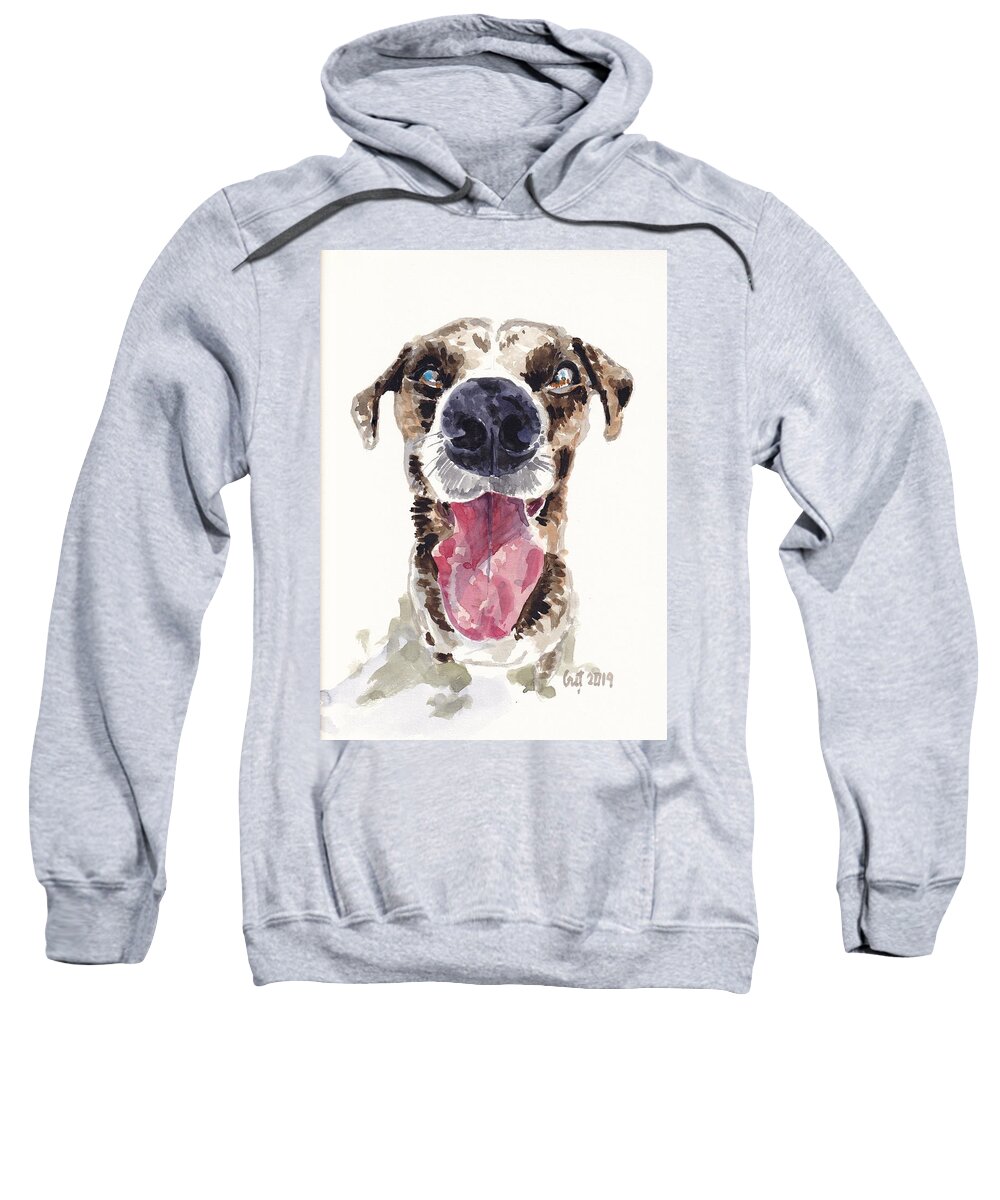Watercolor Sweatshirt featuring the painting Happy Dog by George Cret