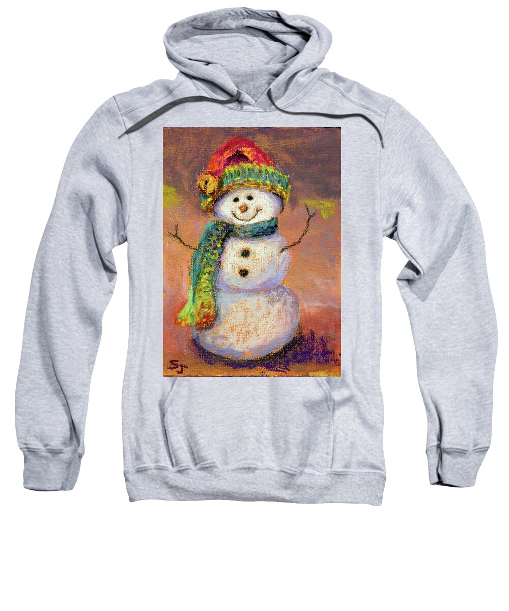 Snowman Sweatshirt featuring the pastel Happy Snowman by Susan Jenkins