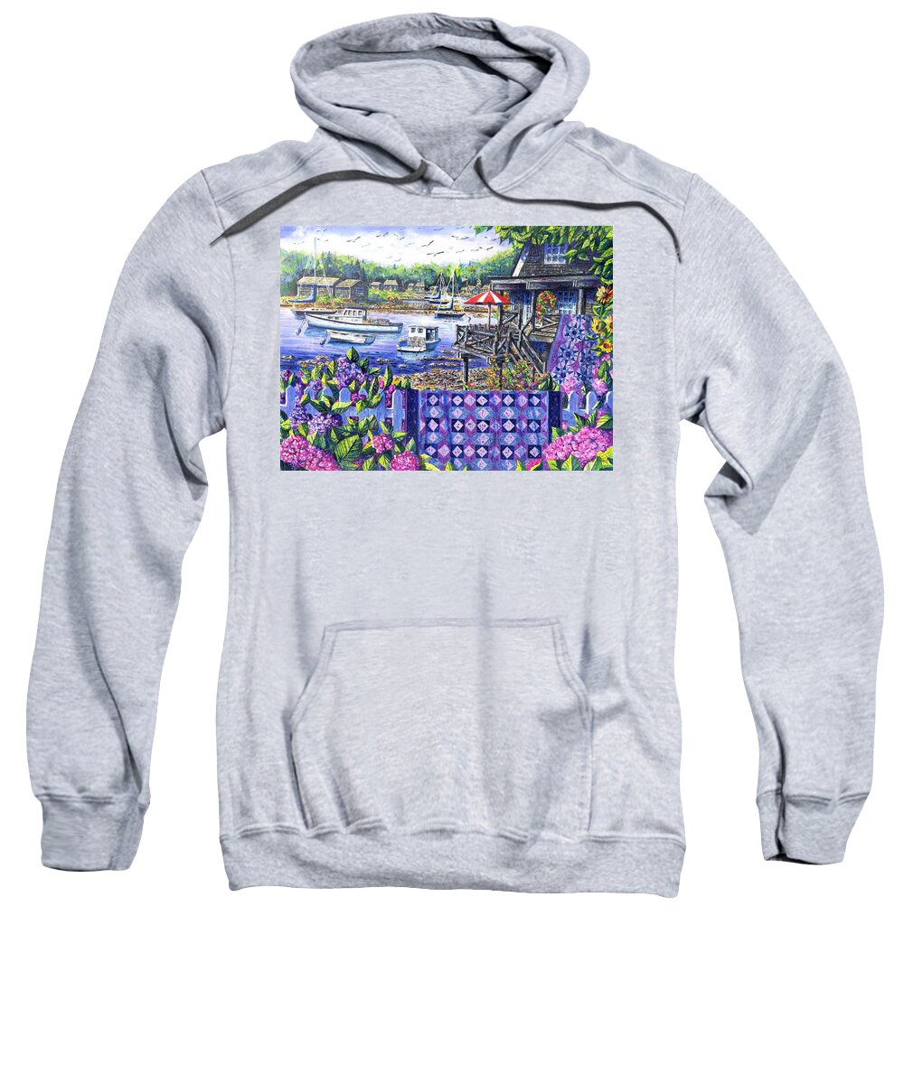 Harbor Sweatshirt featuring the painting Harbor View by Diane Phalen
