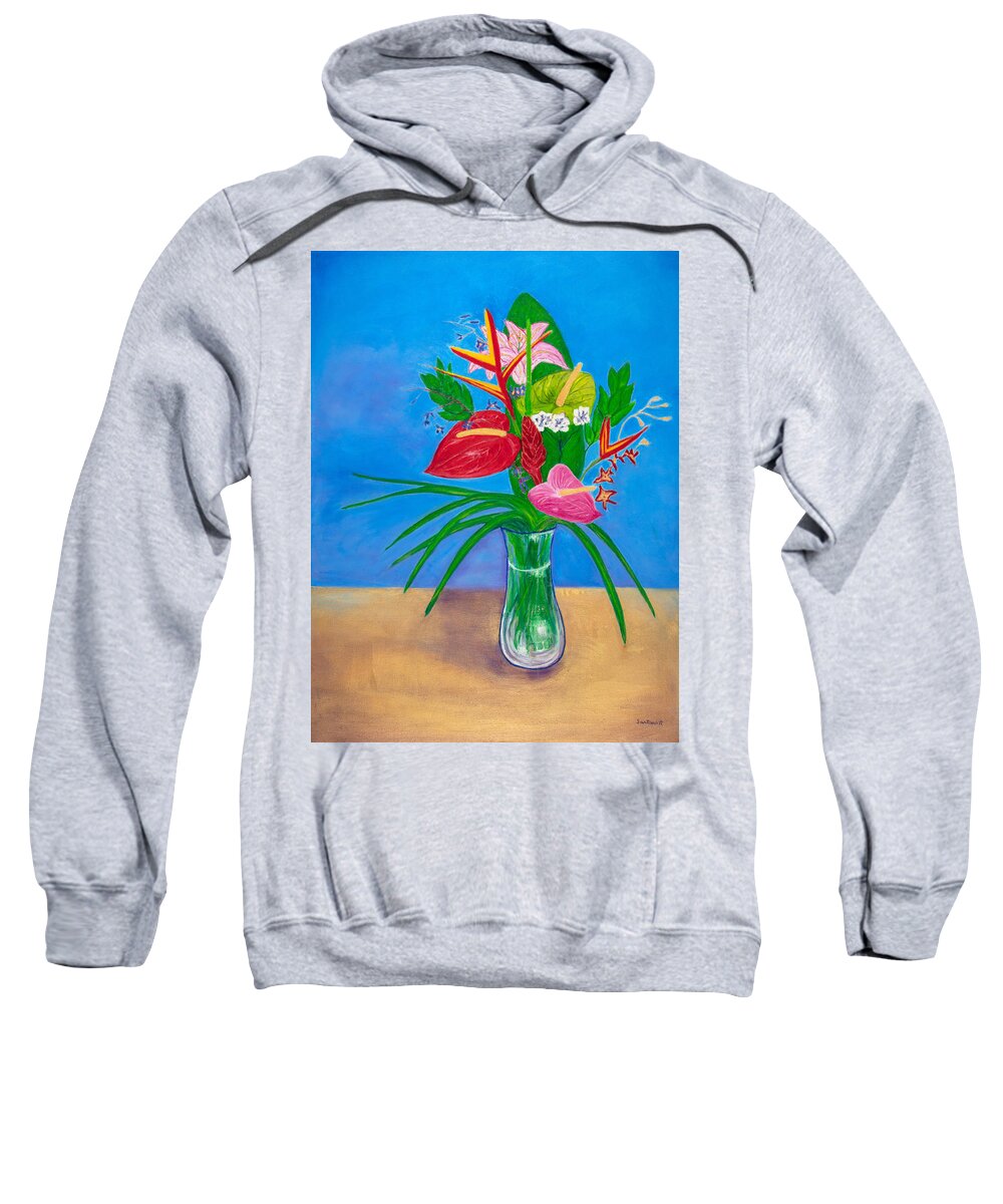 Still Life Sweatshirt featuring the painting Hawiian Bouquet by Santana Star