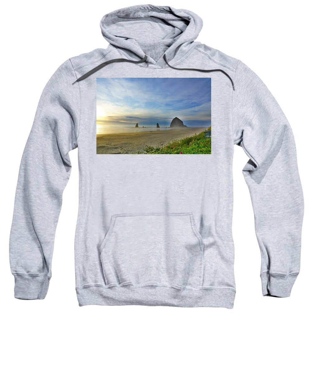 Seascape Sweatshirt featuring the photograph Haystack Rock by Bill TALICH