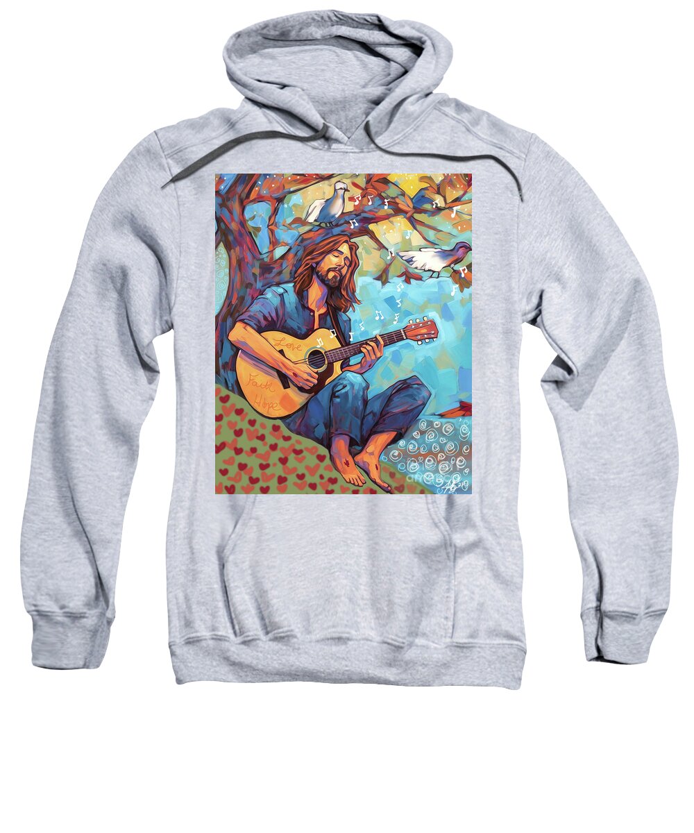 Jen Page Sweatshirt featuring the digital art He Sings Over Me by Jennifer Page