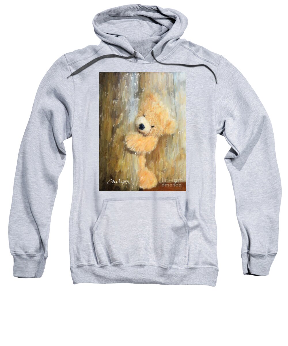 Teddy Bear Sweatshirt featuring the drawing Hello Are You OK by Chris Armytage