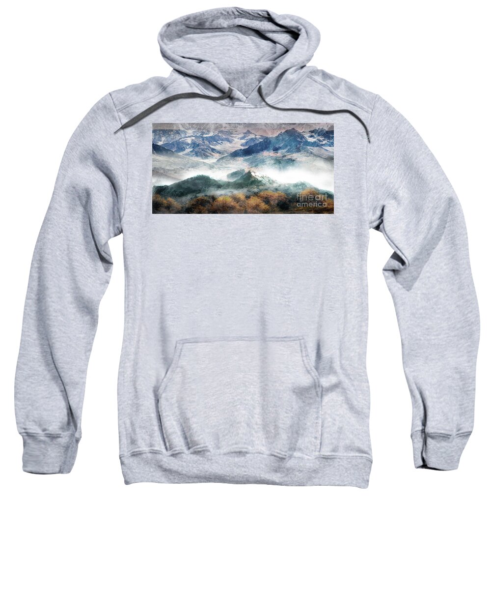 Colorado Sweatshirt featuring the digital art High Mountain Fall by Deb Nakano