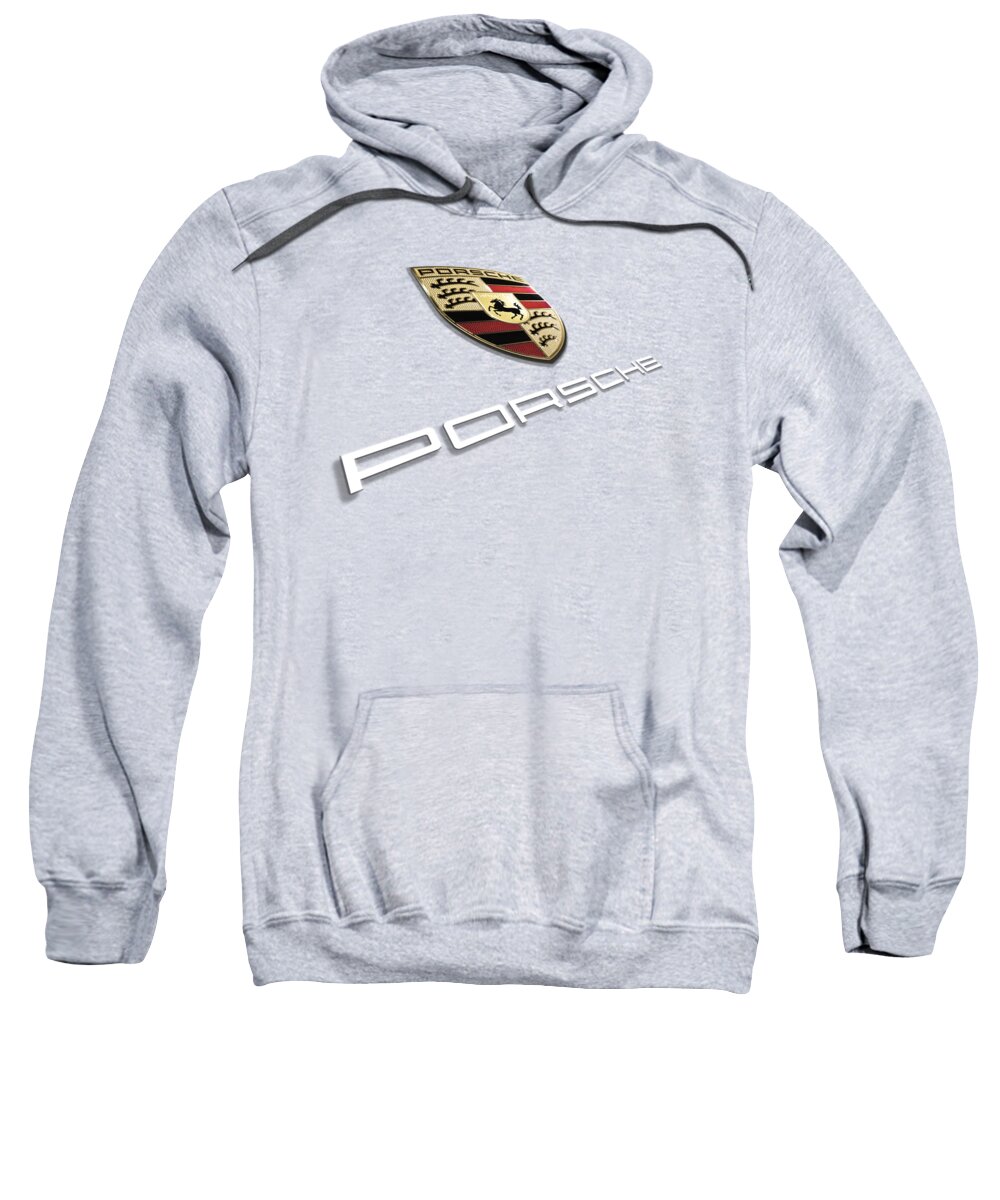 Porsche Badge Sweatshirt featuring the photograph High Res Quality Porsche Logo - Angled Hood Badge Isolated by Stefano Senise