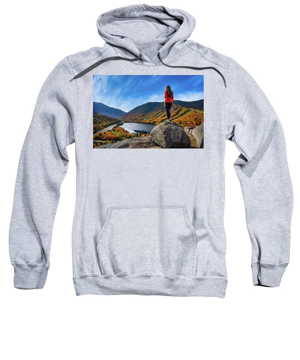 Franconia Notch Nh Sweatshirt featuring the photograph Hikers View by Michael Hubley
