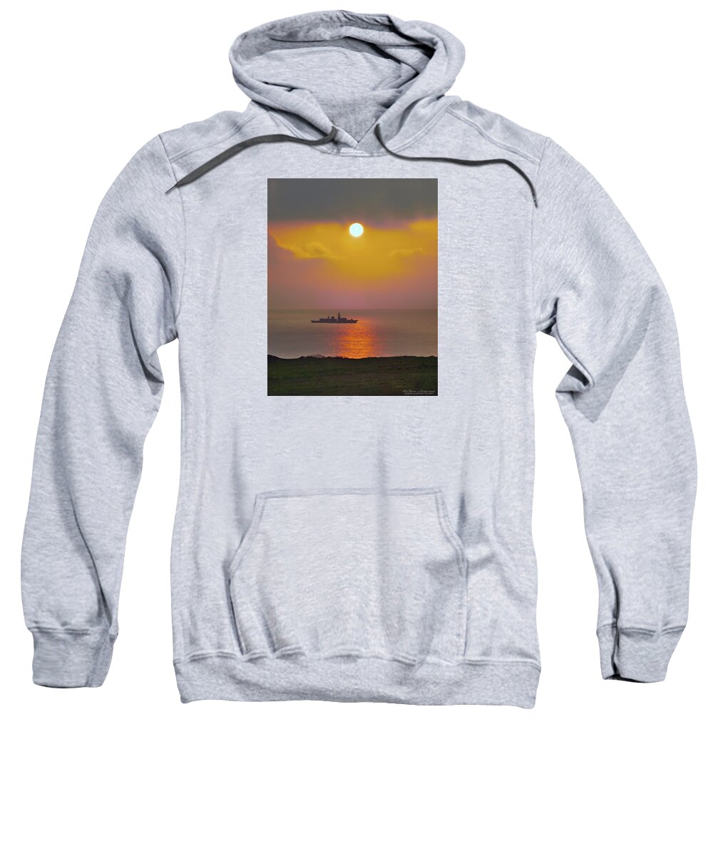 Warship Sweatshirt featuring the photograph HMS Northumberland at Dawn by Alan Ackroyd