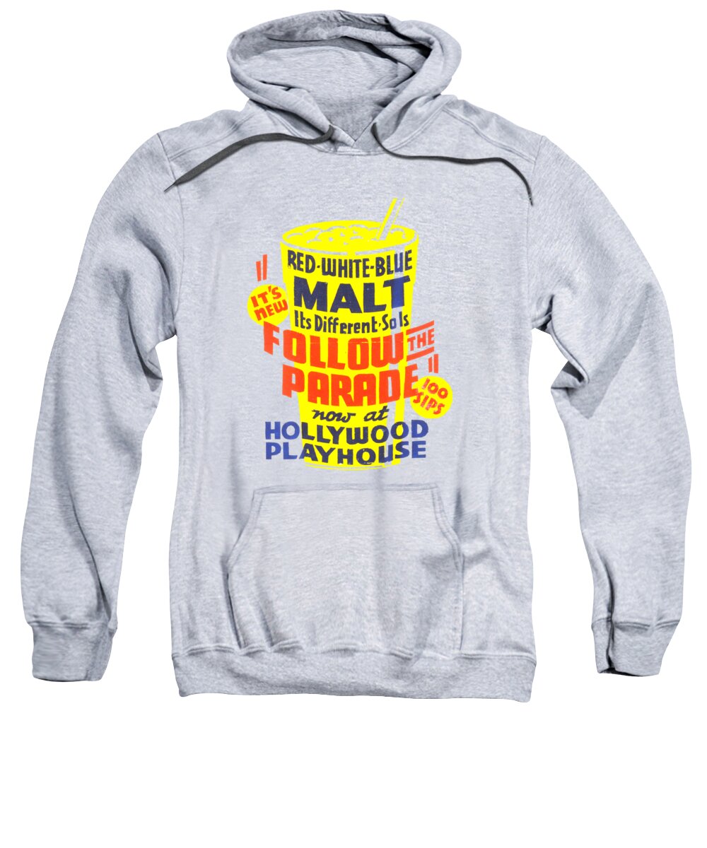 Hollywood Playhouse Sweatshirt featuring the mixed media Hollywood Playhouse Advertisement by Madame Memento