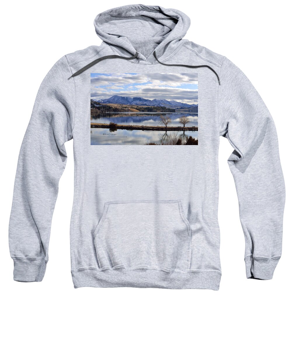 Lake Sweatshirt featuring the photograph Holter Lake and Distant Mountain Peaks by Kae Cheatham