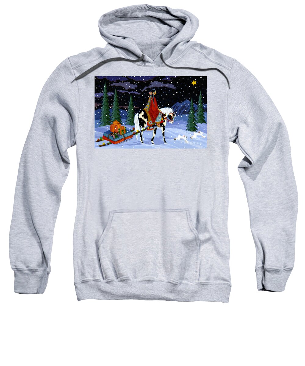 Chrstmas Sweatshirt featuring the painting Home for the Holidays by Chholing Taha