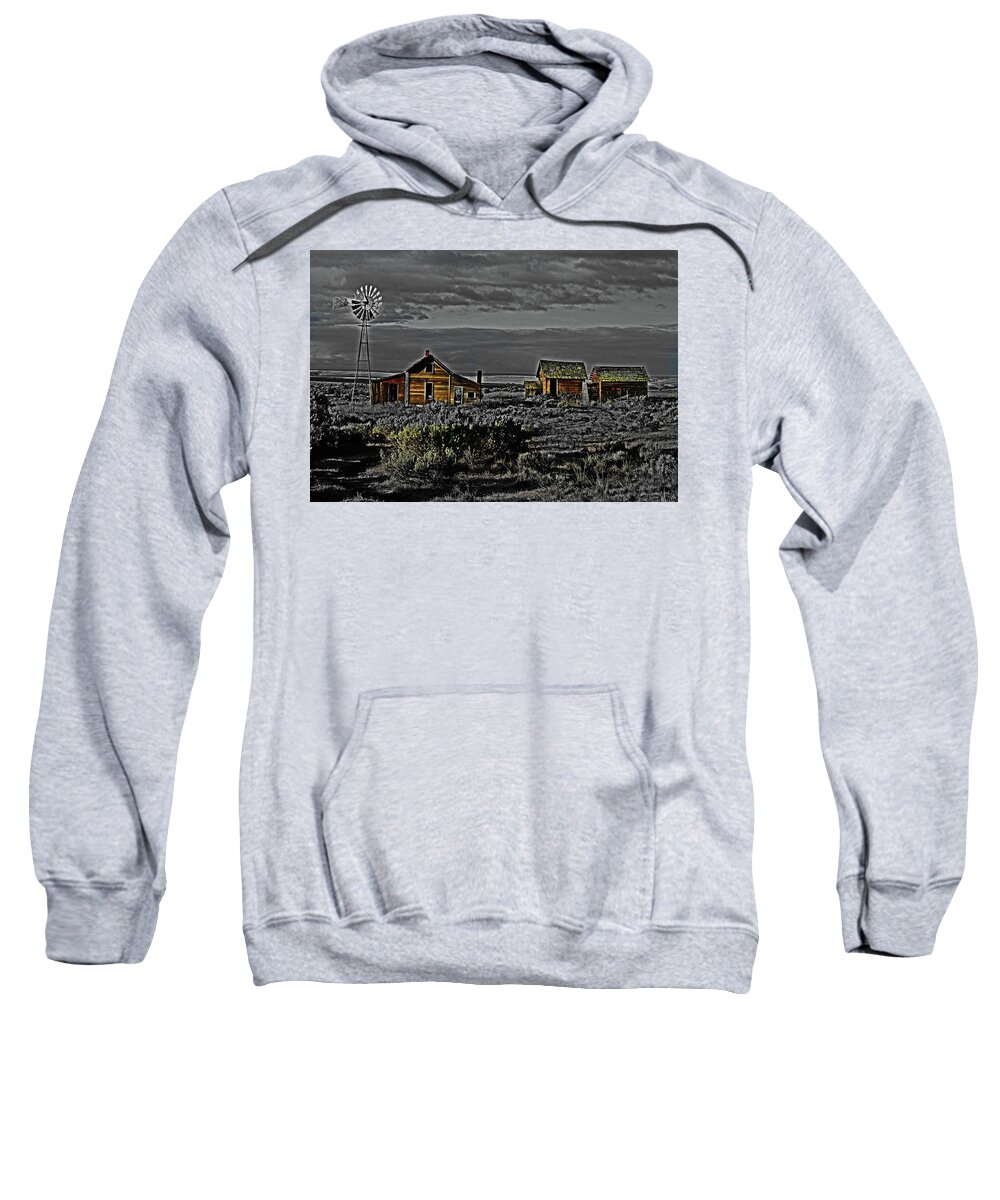  Sweatshirt featuring the digital art Homestead Along The Oregon Trail by Fred Loring