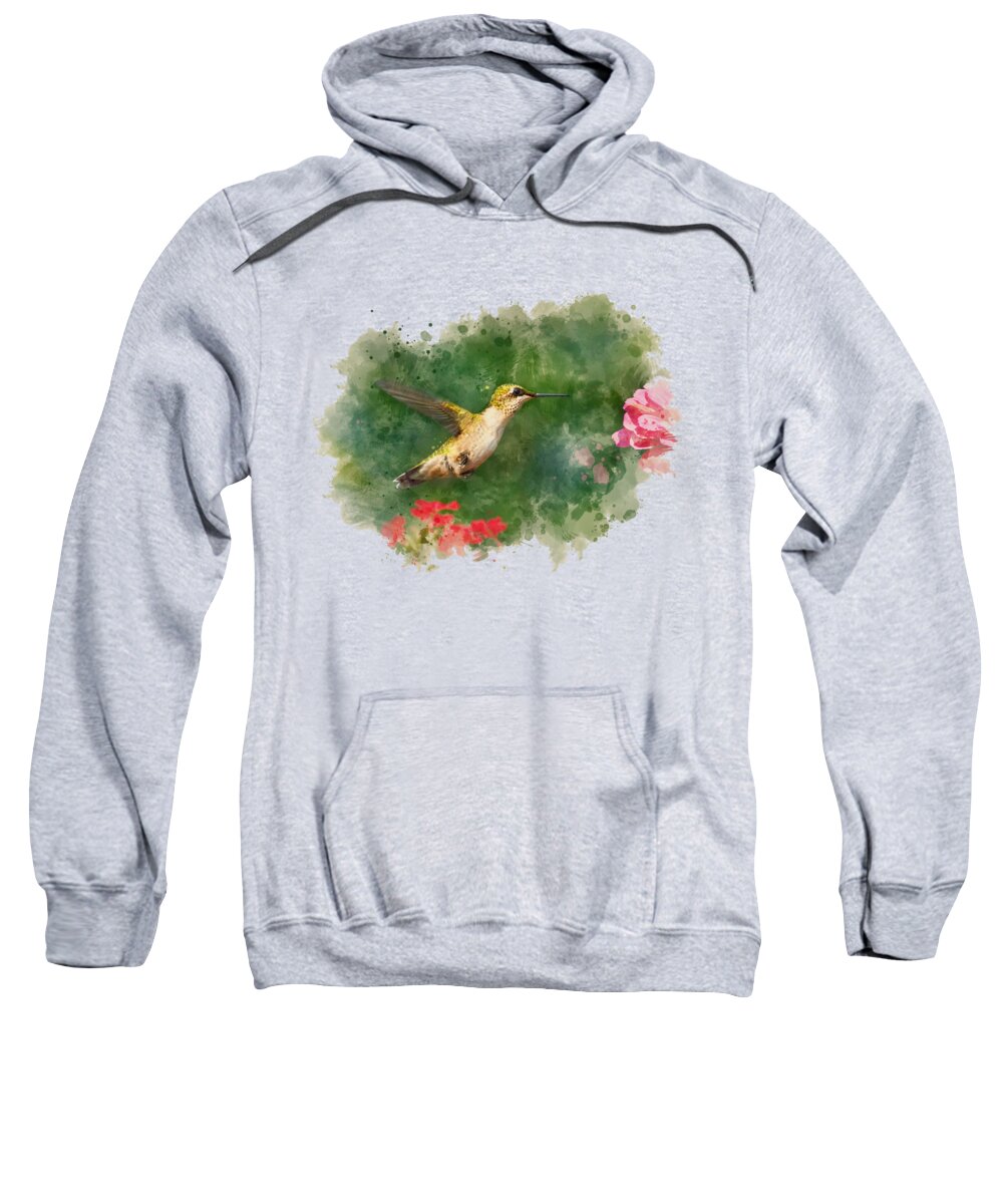 Hummingbird Sweatshirt featuring the mixed media Hummingbird - Watercolor Art by Christina Rollo