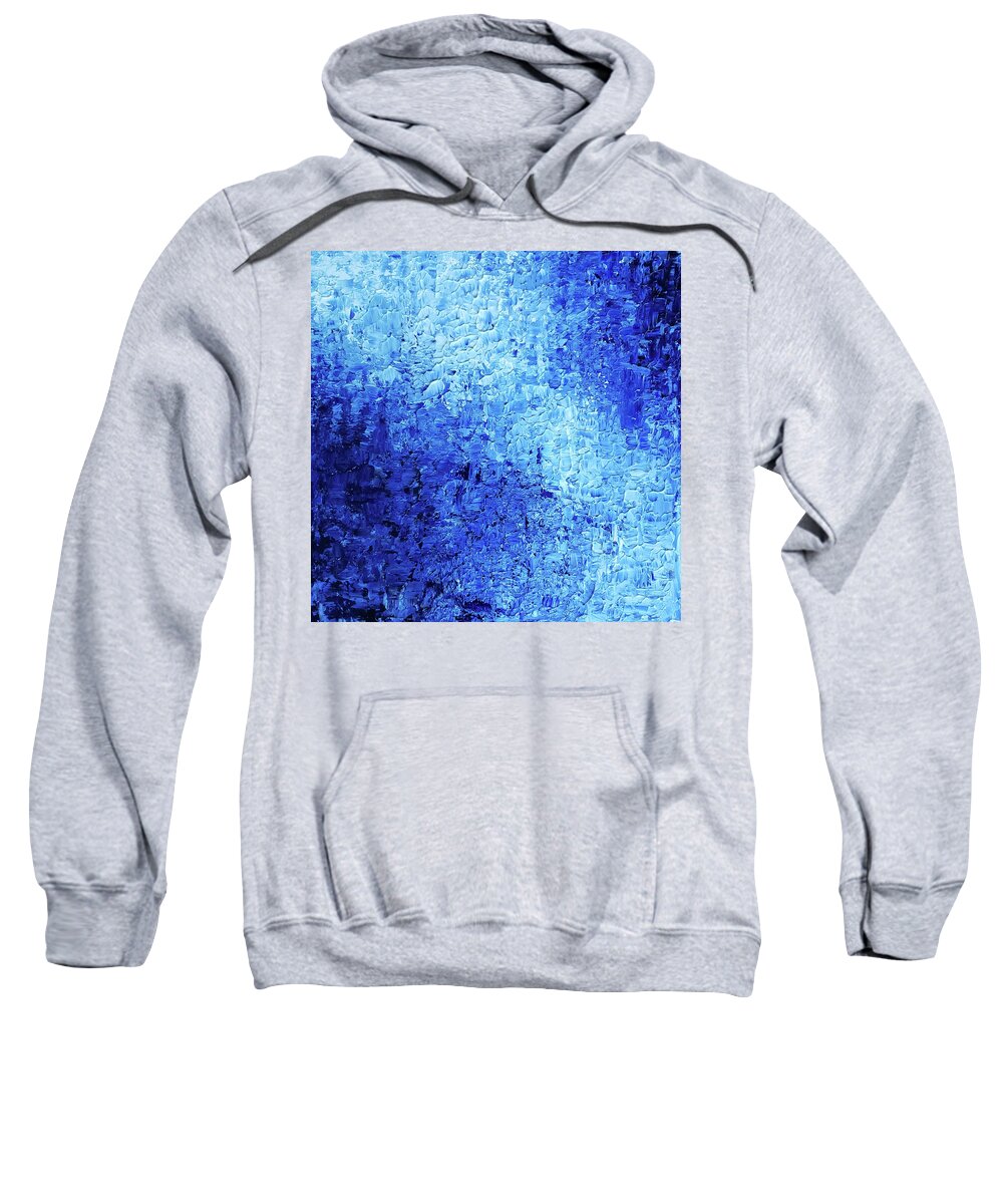 Hydrangea Sweatshirt featuring the painting HYDRANGEA FLOWERS Abstract in Blue and White by Lynnie Lang