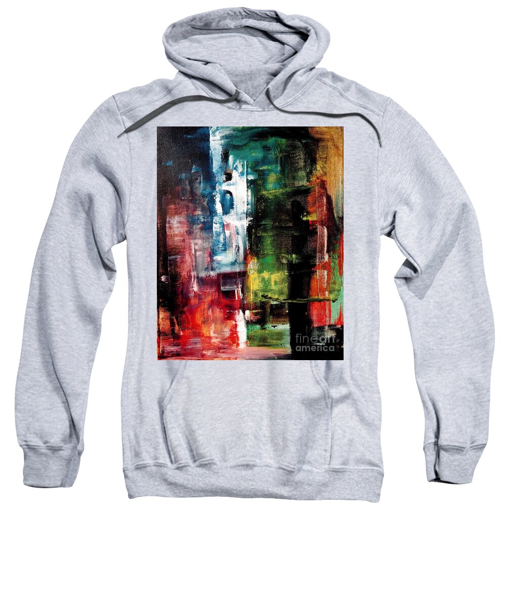 Contemporary Art Sweatshirt featuring the painting I stand silent observing them by Jeremiah Ray