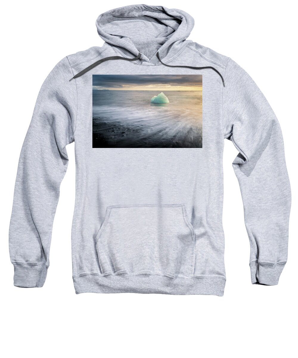 Iceberg Sweatshirt featuring the photograph Iceberg at Diamond Beach in Iceland at sunrise by Alexios Ntounas