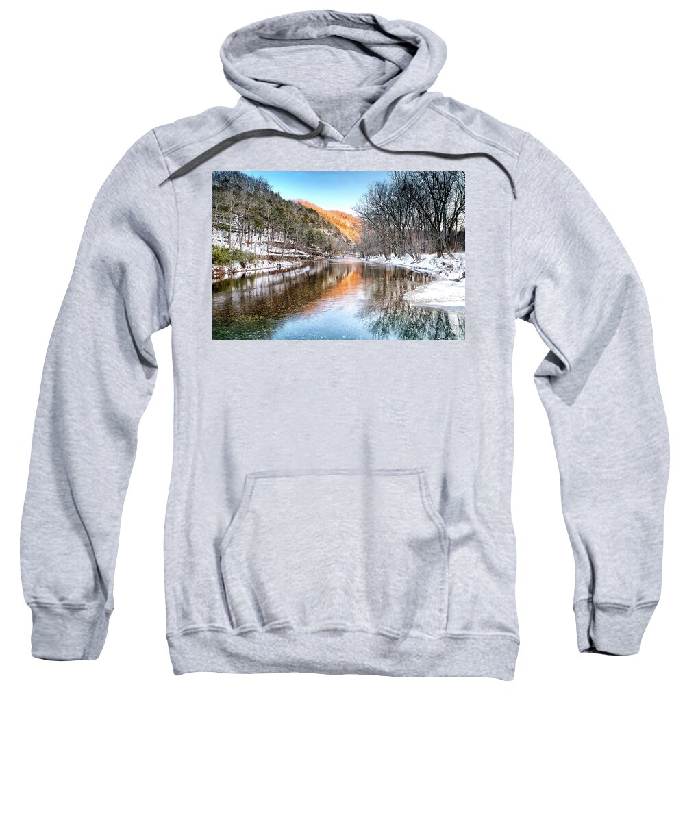 Buffalo National River Sweatshirt featuring the photograph Icy Fire Water - Boxley Valley - Buffalo National River by William Rainey