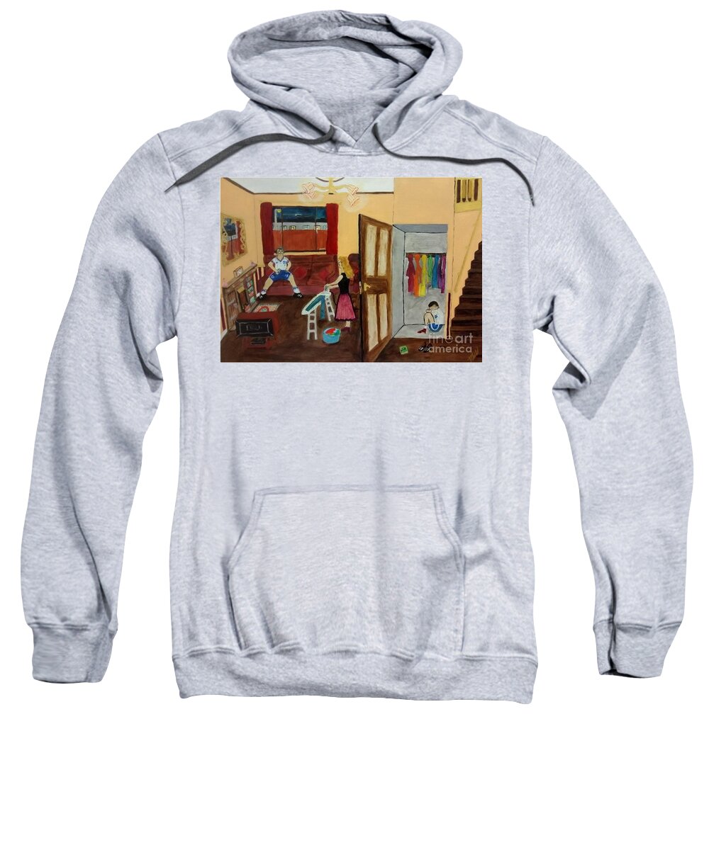 Lgbtq Sweatshirt featuring the drawing In the closet 1984 by David Westwood